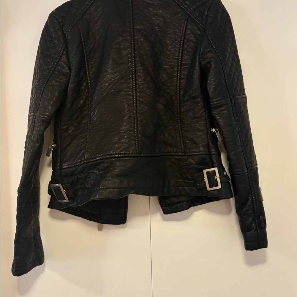 ASOS Black Faux Leather Jacket with Quilted Design